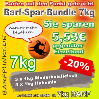 BARF Spar Bundle 7kg Huhnmix / Rinderhalsfleisch